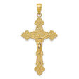 10k Yellow Gold Crucifix Cross Pendant with INRI Jesus Figure, Textured Catholic Design