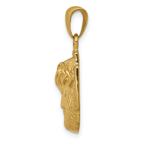 10k Yellow Gold Jesus Head Pendant with Crown of Thorns, Christ Face Medallion for Men