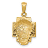 10k Yellow Gold Jesus Head Pendant with Crown of Thorns, Christ Face Medallion for Men