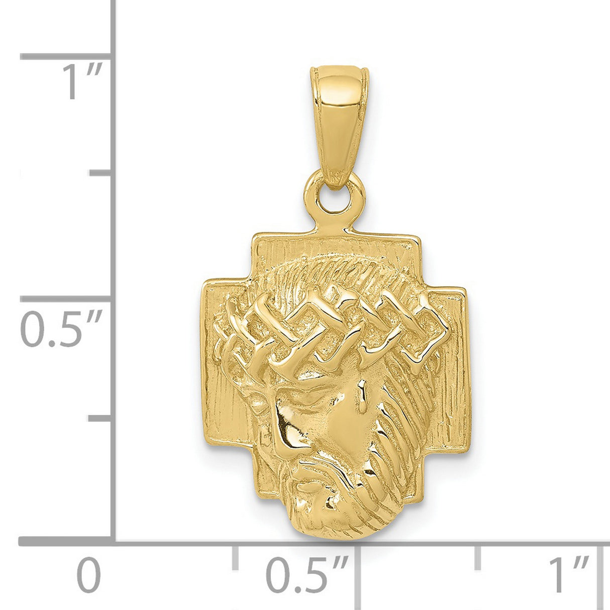 10k Yellow Gold Jesus Head Pendant with Crown of Thorns, Christ Face Medallion for Men