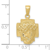 10k Yellow Gold Jesus Head Pendant with Crown of Thorns, Christ Face Medallion for Men
