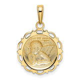 Gold Polished Angel Cherub Round Scallop Frame Charm Pendant in Real 10k Yellow Gold