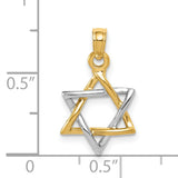Polished Star of David Charm Pendant in Real 10k Multi-Tone Gold