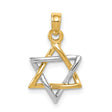 Polished Star of David Charm Pendant in Real 10k Multi-Tone Gold