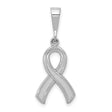 10k White Gold Awareness Ribbon Pendant, Smooth Textured Finish, Symbolic Cancer Support Jewelry
