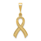 10k Yellow Gold Awareness Ribbon Pendant, Classic Looped Design for Support and Remembrance