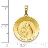 10k Yellow Gold Saint Anthony Pendant Medal with Pray for Us Inscription, Christian Religious Jewelry