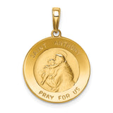 10k Yellow Gold Saint Anthony Pendant Medal with Pray for Us Inscription, Christian Religious Jewelry