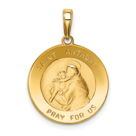 10k Yellow Gold Saint Anthony Pendant Medal with Pray for Us Inscription, Christian Religious Jewelry