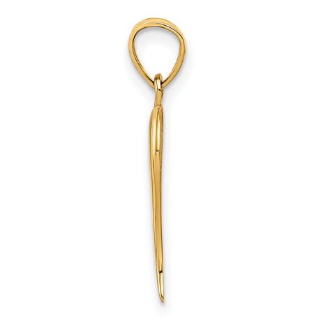 10k Yellow Gold Italian Horn Pendant, Cornicello Charm for Protection and Good Luck