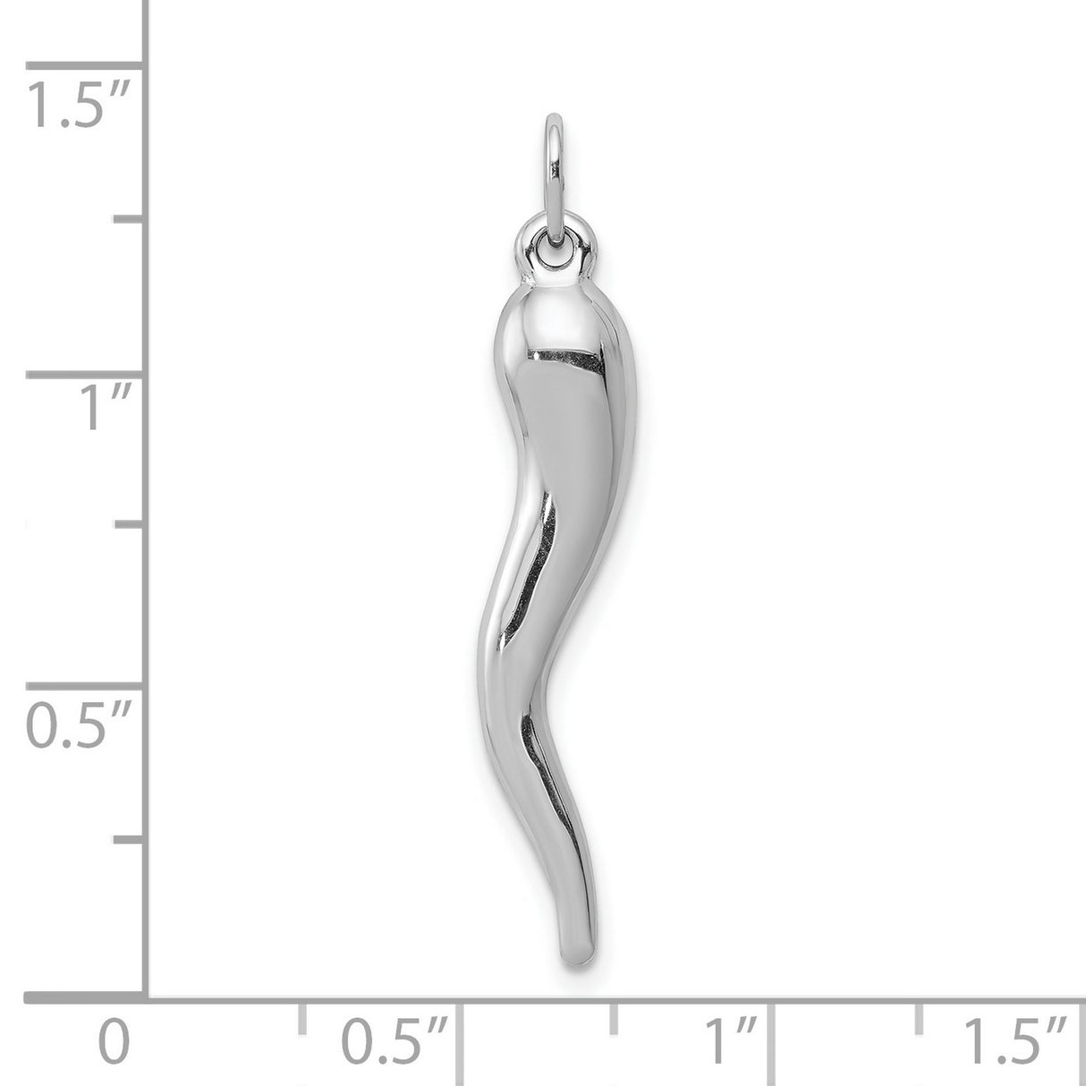 10k White Gold Italian Horn Pendant, Cornicello Amulet for Protection and Luck, Unisex Jewelry