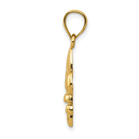 10k Yellow Gold Fleur de Lis Pendant, Classic French Symbol, Unisex Heritage Charm
