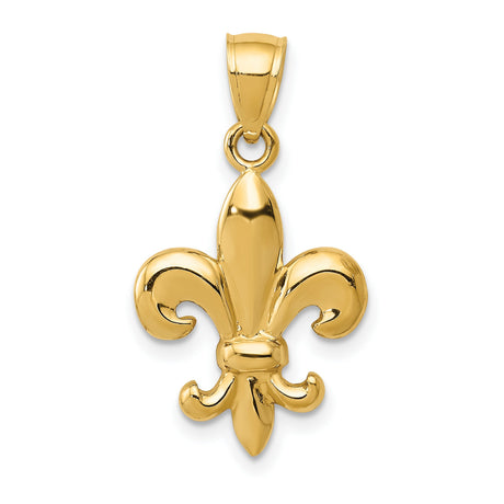 10k Yellow Gold Fleur de Lis Pendant, Classic French Symbol, Unisex Heritage Charm