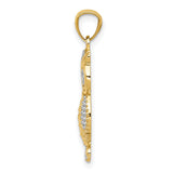 10k Multi-Tone Gold Owl Pendant with Textured Rhodium Detailing, Nature-Inspired Bird Charm