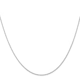 10K White Gold 0.5 mm Polished Chain Necklace, Solid