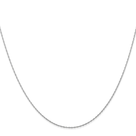 10K White Gold 0.5 mm Polished Chain Necklace, Solid