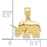 10k Yellow Gold Elephant Pendant with Raised Trunk, Spiritual Animal Charm for Women