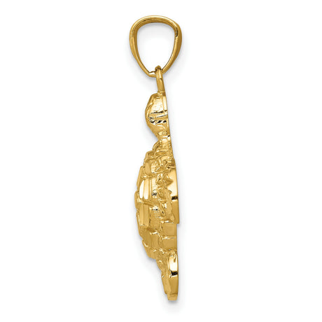 10k Yellow Gold Sea Turtle Pendant, Ocean-Inspired Nautical Nature Charm for Women or Unisex Wear