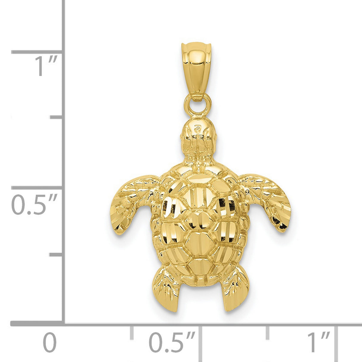 10k Yellow Gold Sea Turtle Pendant, Ocean-Inspired Nautical Nature Charm for Women or Unisex Wear