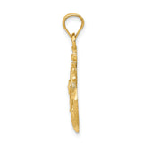 10k Yellow Gold Anchor Pendant with Ship Wheel Design, Nautical Charm for Men