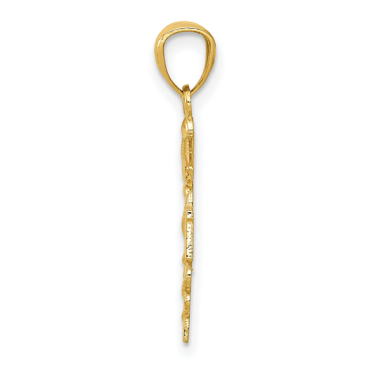 10k Yellow Gold RN Pendant with Caduceus Symbol, Detailed Wings and Staff Design