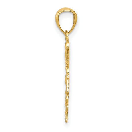 10k Yellow Gold RN Pendant with Caduceus Symbol, Detailed Wings and Staff Design