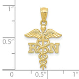 10k Yellow Gold RN Pendant with Caduceus Symbol, Detailed Wings and Staff Design