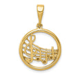 10k Yellow Gold Musical Note Pendant with Treble Clef and Staff Design for Women and Teens