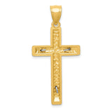 Diamond Cut Crucifix Charm Pendant in Real 10k Multi-Tone Gold