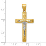 Diamond Cut Crucifix Charm Pendant in Real 10k Multi-Tone Gold