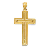 Diamond-Cut Latin Crucifix Charm Pendant in Real 10k Multi-Tone Gold