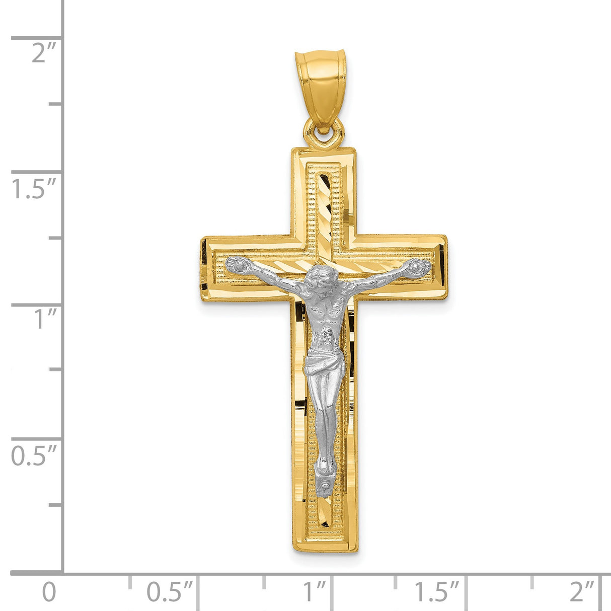 Diamond-Cut Latin Crucifix Charm Pendant in Real 10k Multi-Tone Gold