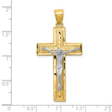 Diamond-Cut Latin Crucifix Charm Pendant in Real 10k Multi-Tone Gold