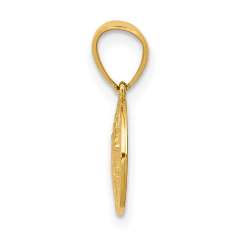 10k Yellow Gold Saint Benedict Pendant with Latin Inscription and Cross Symbol
