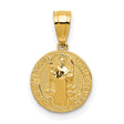 10k Yellow Gold Saint Benedict Pendant with Latin Inscription and Cross Symbol