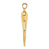 10k Yellow Gold Horn Pendant, Italian Cornicello Charm for Protection and Good Luck