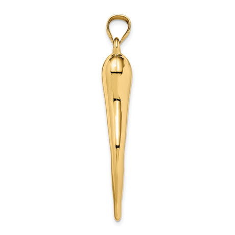 10k Yellow Gold Horn Pendant, Italian Cornicello Charm for Protection and Good Luck
