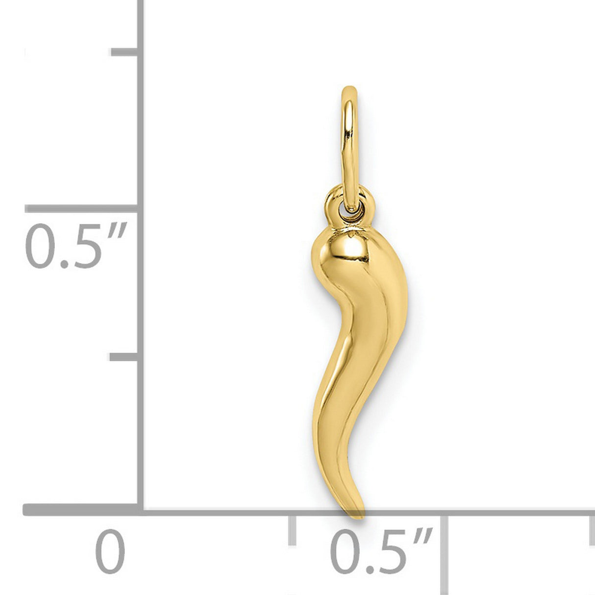 10k Yellow Gold Cornicello Horn Pendant, Traditional Italian Talisman for Protection
