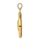 10k Yellow Gold Mano Cornuto Hand Pendant, Italian Horn Talisman for Protection and Strength