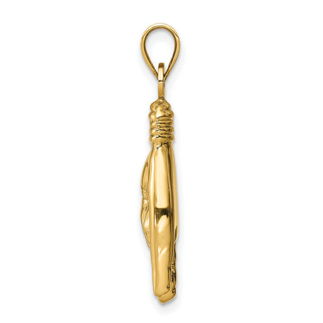 10k Yellow Gold Mano Cornuto Hand Pendant, Italian Horn Talisman for Protection and Strength