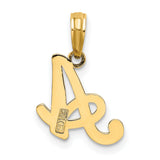 10k Yellow Gold Script Initial A Pendant, Cursive Letter Charm for Women