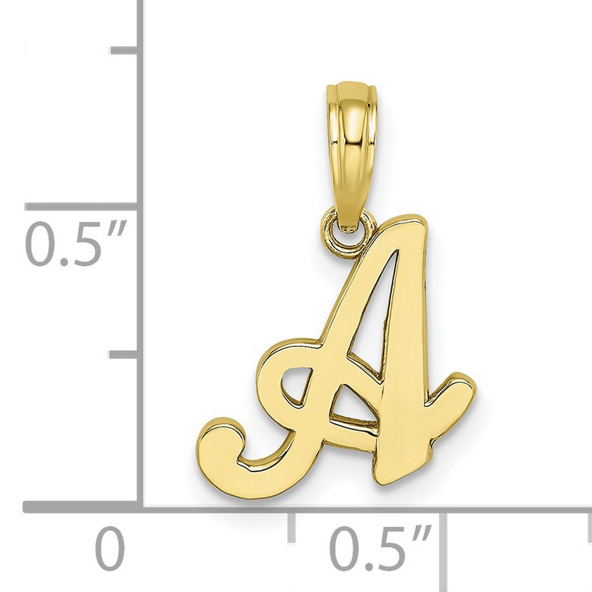 10k Yellow Gold Script Initial A Pendant, Cursive Letter Charm for Women