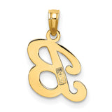 10k Yellow Gold Script B Pendant, Polished Letter Charm with Monogram Design for Women