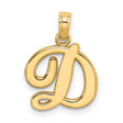 10k Yellow Gold Script D Pendant, Polished Initial Letter Charm, Solid Gold Monogram Jewelry