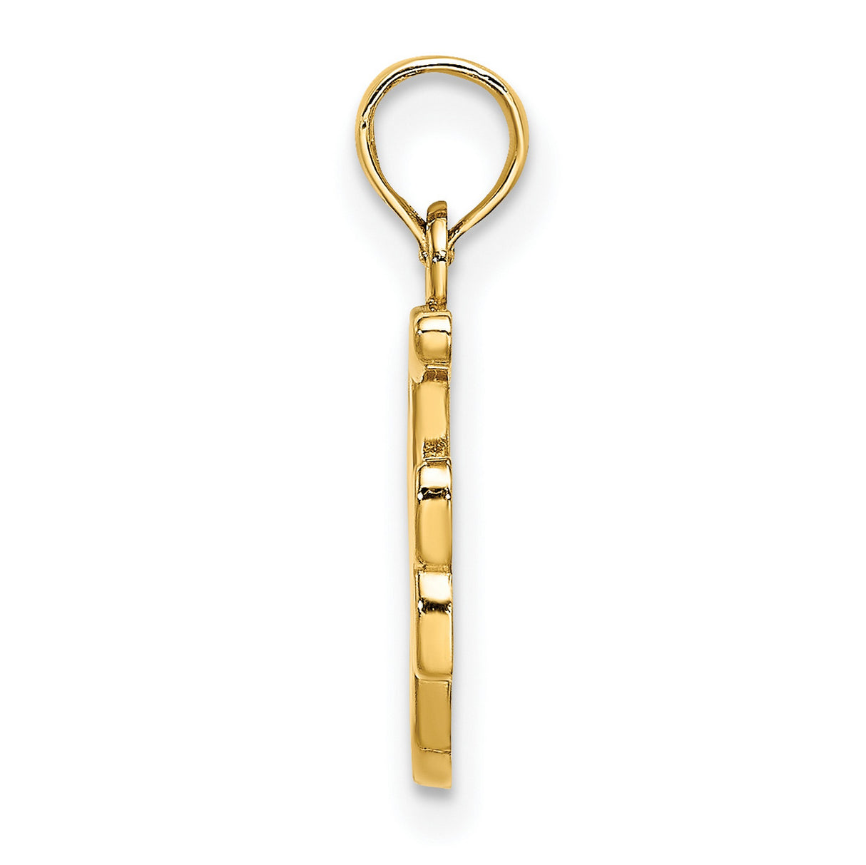 10k Yellow Gold Script F Pendant, Polished Cursive Initial Charm for Women