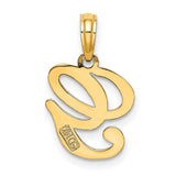 10k Yellow Gold Script G Pendant, Polished Cursive Letter Charm for Women