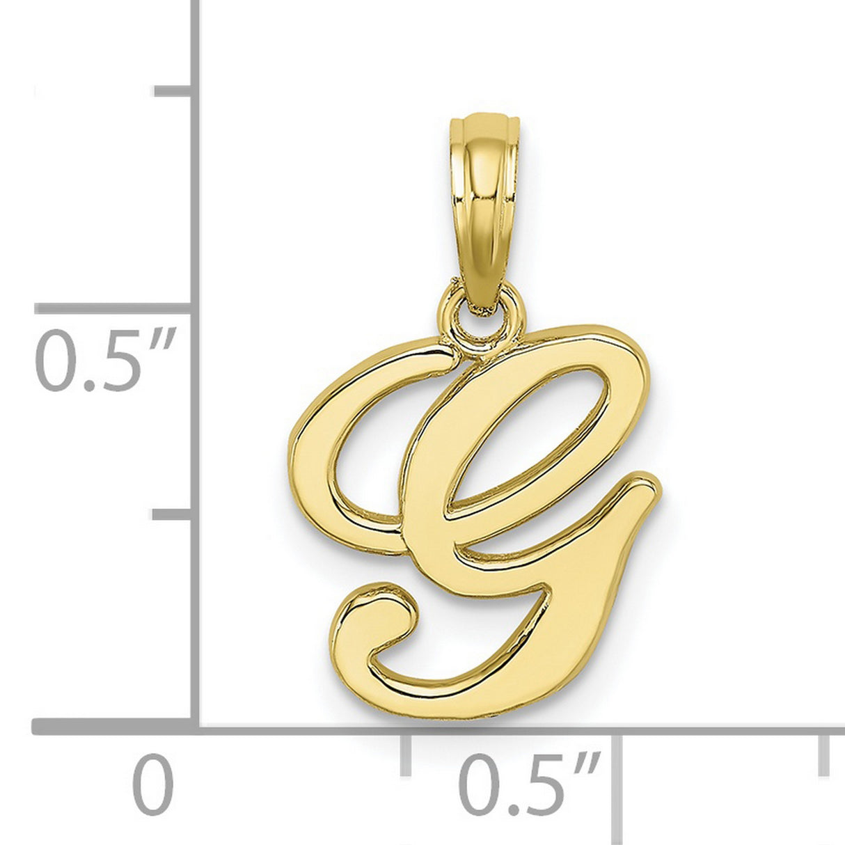 10k Yellow Gold Script G Pendant, Polished Cursive Letter Charm for Women