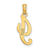 10k Yellow Gold Initial Pendant, Script Cursive J Letter Charm for Women