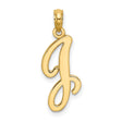 10k Yellow Gold Letter J Pendant, Polished Script Initial Charm with Loop Bail