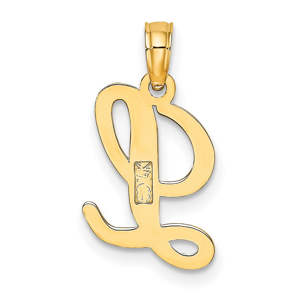 10k Yellow Gold Script Letter L Pendant, Cursive Initial Charm for Women